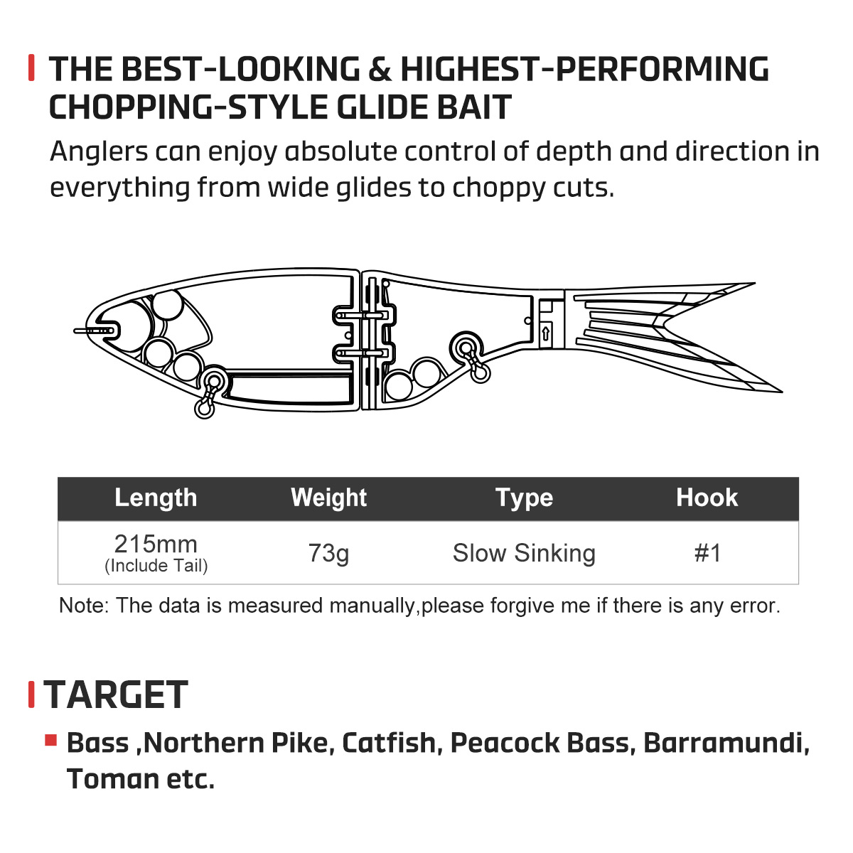 Noeby 215mm 73gAmata Glide Swi - огляд і ціна Fishing Lure Soft Plastic